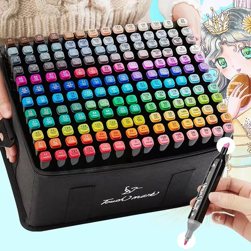 Conjunto de Marcadores Artísticos à Base de Óleo – 24, 36, 48 ou 60 Cores, Dupla Ponta para Desenho, Graffiti e Manga