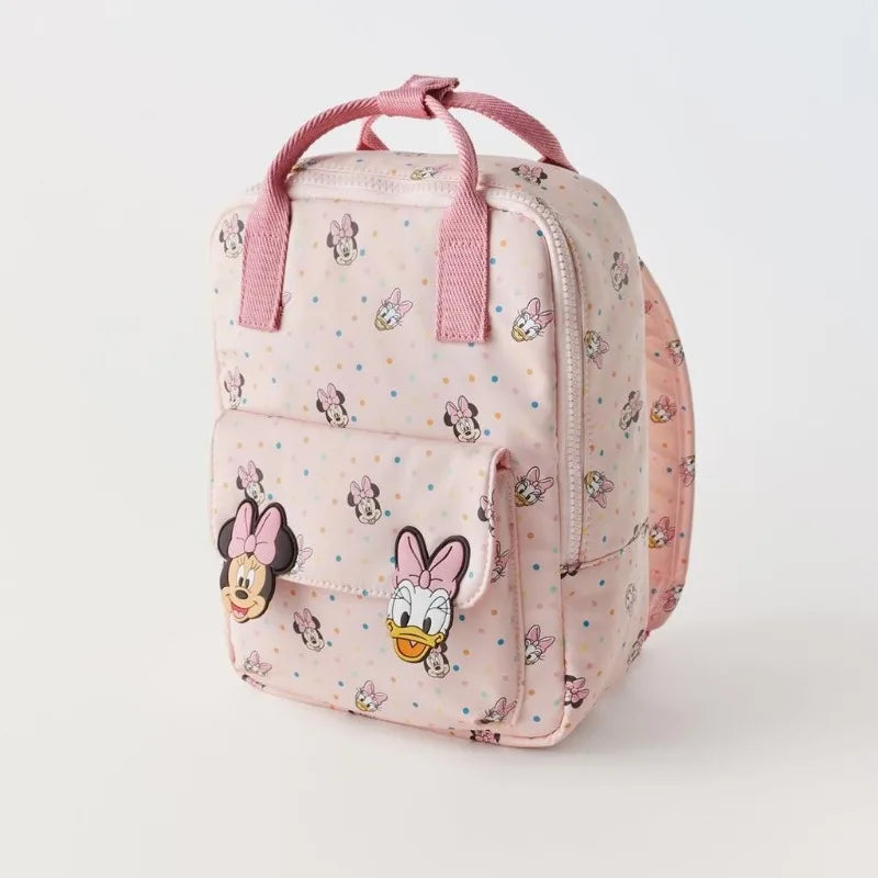 Nova mochila infantil da Disney dos desenhos animados, Minnie, mini bolsa escolar, bolsa de ombro fofa para meninos e meninas
