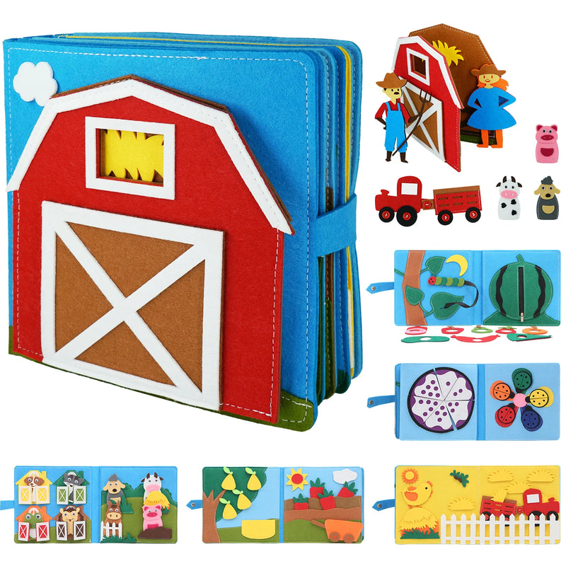 Crianças, brinquedos ocupado placa fazenda animal cena storytelling atividade brinquedo livro silencioso atividade de feltro educacional brinquedo sensorial