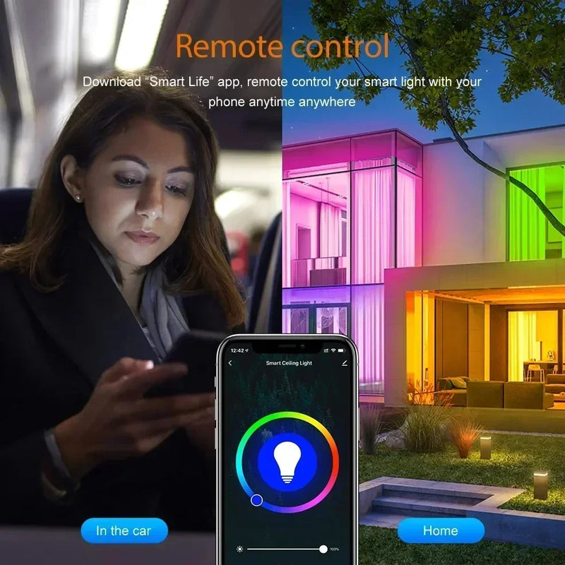 Lâmpada LED, Lâmpada E27, WiFi, Bluetooth, 2700-6500k, RGB, Aplicativo inteligente, Voz com Alexa, Google Home