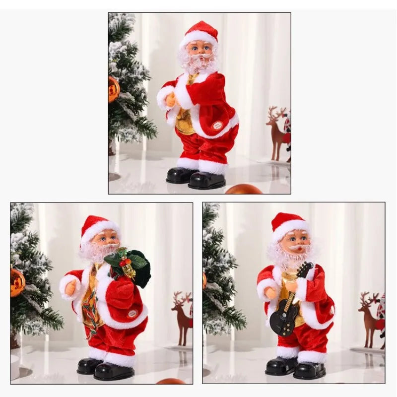 Papai Noel Musical Elétrico Dançante com Violão – Enfeite de Natal Animado com Música, Ideal para Presentes e Decoração de Festas