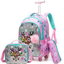 Mochila Escolar de Rodinhas para Crianças com Estojo Térmico