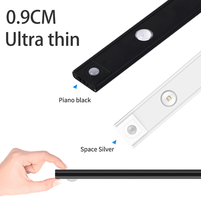 Luzes Sensor de movimento LED, sem fio, ultra fino, luz noturna USB, luz para armário, cozinha, quarto, guarda-roupa, iluminação interior