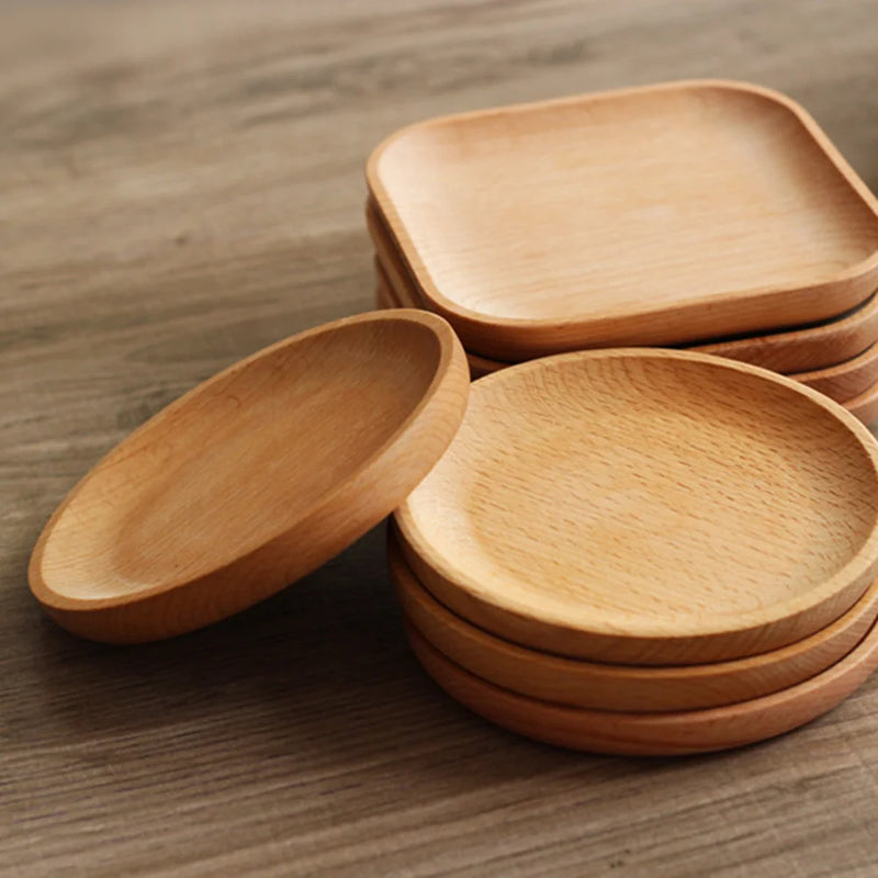 Placa Redonda de Madeira de Estilo Japonês, Bandeja, Acessórios De Cozinha, Sobremesa, Lanches, 12 cm
