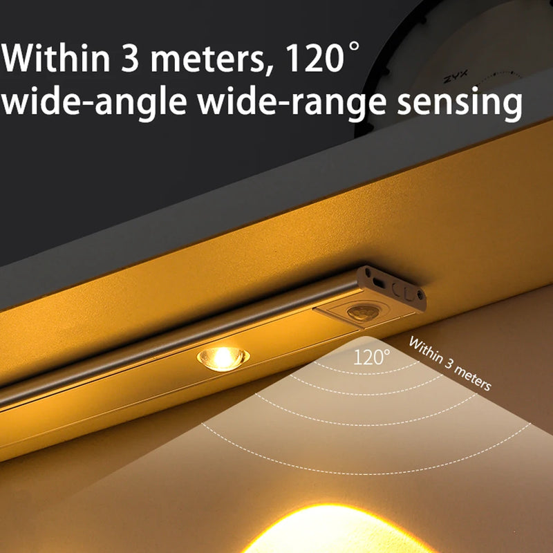 Luzes Sensor de movimento LED, sem fio, ultra fino, luz noturna USB, luz para armário, cozinha, quarto, guarda-roupa, iluminação interior