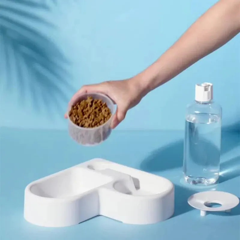 Tigela dupla para cães e gatos - Conjunto de tigela para animais de estimação e comida com tigela de alimentação para animais de estimação adequada para gatos e cães pequenos