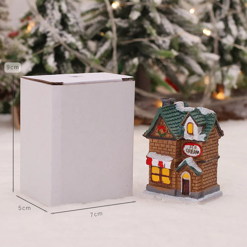 Decoração de Natal 2024: Escultura de Casa de Neve Luminosa em LED – Artesanato em Resina para Decoração de Casa e Presente de Natal para Crianças