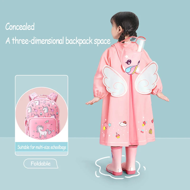 Capa de chuva infantil de EVA, capa de chuva à prova d'água para meninos e meninas, jardim de infância, escola primária