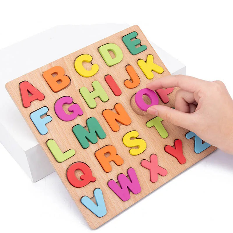 Brinquedos Montessori Quebra-cabeça de Madeira para Bebê, Jogos de Combinar, Alfabeto e Formato Numérico, Brinquedos Educativos Infantis, 1 Ano, 2 Anos, 3 Anos