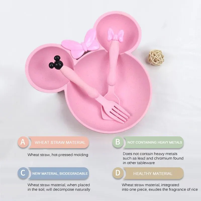 Kit de Tigelas de Desenhos, pratos, alimentação infantil, Colher, Garfo, 3pcs por conjunto