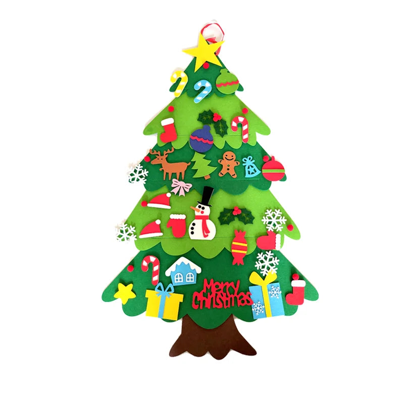 Árvore de Natal de feltro DIY Decoração de Natal para casa / Ano Novo Enfeites de Natal Papai Noel Presentes de Natal para crianças