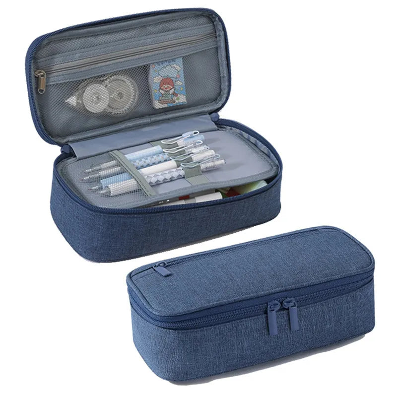 Estojo de Armazenamento para Canetas – Estojo de Lápis 2 Camadas com Grande Capacidade para Maquiagem e Material Escolar