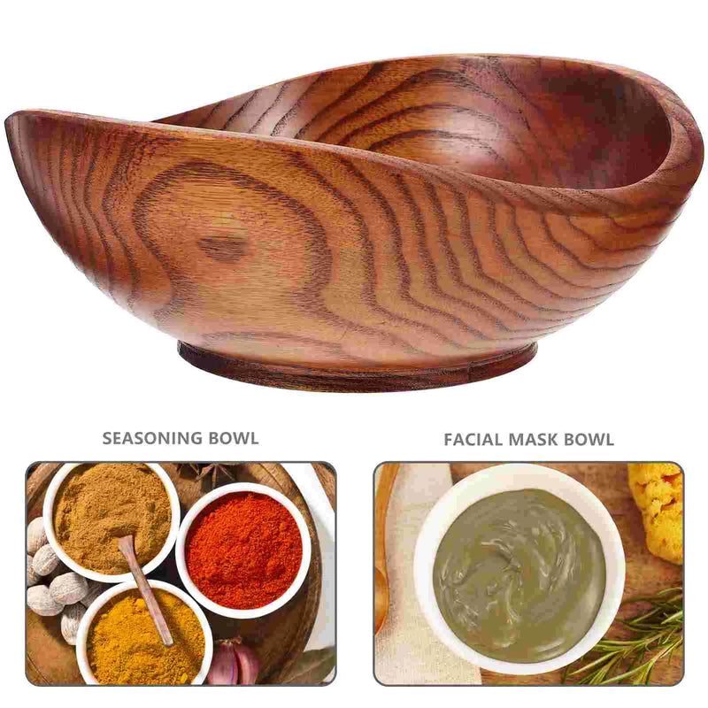 Tigela de madeira para salada, frutas, lanche, decorativo, Suprimentos para casa
