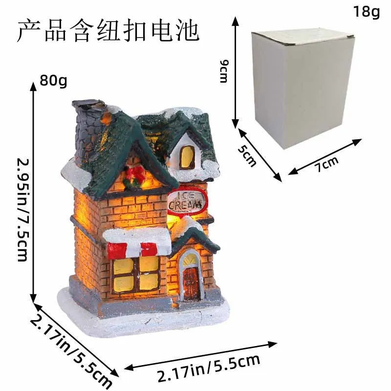 Luminária LED Decorativa de Natal - 1 a 6 Peças - Castelo Iluminado e Casa de Neve Esculpida para Decoração de Natal e Ano Novo 2024