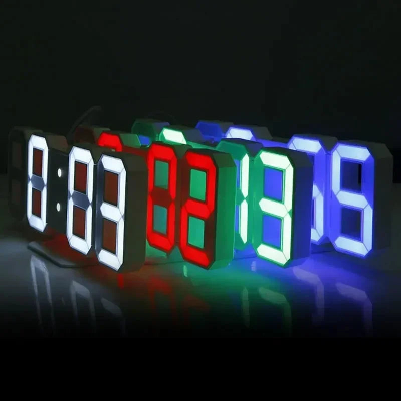 3D led relógio digital decoração de parede brilho modo noturno decoração para quarto relógio eletrônico ajustável decoração da sala estética