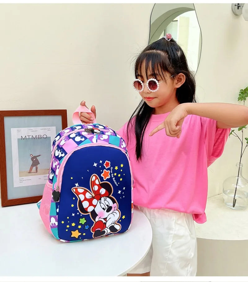 Mochila infantil Disney - Mickey e Minnie, bolsa multifuncional de desenhos animados, mochila infantil, novo