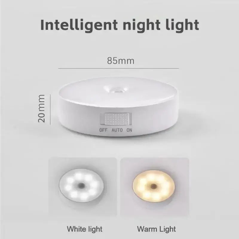 Luz LED Inteligente com sensor, Iluminação Automática, Carregamento USB, fixado por sucção magnética, uso: luz noturna