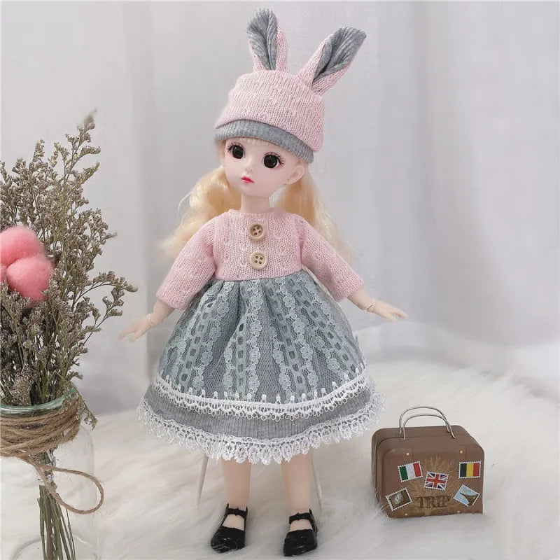 Boneca com olhos castanhos 3D com roupas e sapatos para meninas, boneca Bjd, 12 articulações móveis, 1/6 vestido de menina, brinquedos para crianças, presente infantil, 30cm