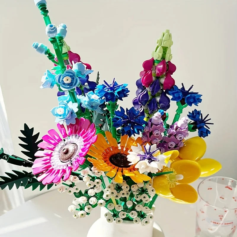 Buquê de Flores Silvestres Blocos de Construção, Decoração de Plantas Criativa Home Desk, Montar Brinquedos, Presente para Menina, Compatível 10313, 939Pcs