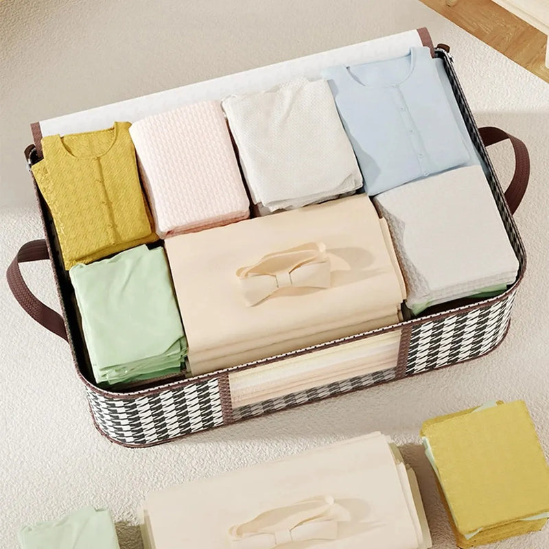 Caixa de armazenamento portátil de grande capacidade, organizador de roupas com alças, dobrável, proteção contra poeira, com Zipper
