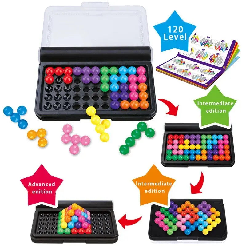 Quebra-cabeça 3D clássico para crianças, jogo de tabuleiro com pirâmide, pérolas, matemática, matemática, brinquedos montessori, presentes, quebra-cabeça, iq, 120 quebra-cabeças