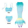 Conjunto de 3 Peças de Fantasia de Sereia para Meninas - Maiô Infantil para Festa na Piscina e Cosplay (4 a 13 anos)