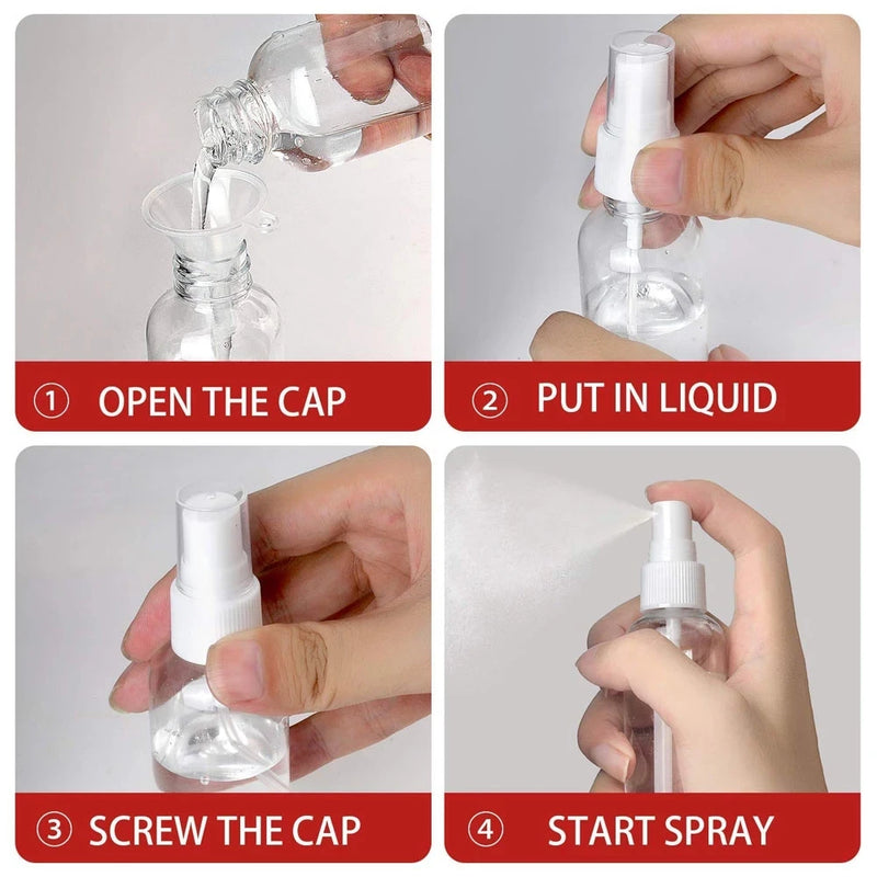 Frasco de spray portátil de plástico, transparente, recipiente de perfume vazio, 3/5/10pcs recarregáveis 10ml 30ml 50ml 60ml 100ml