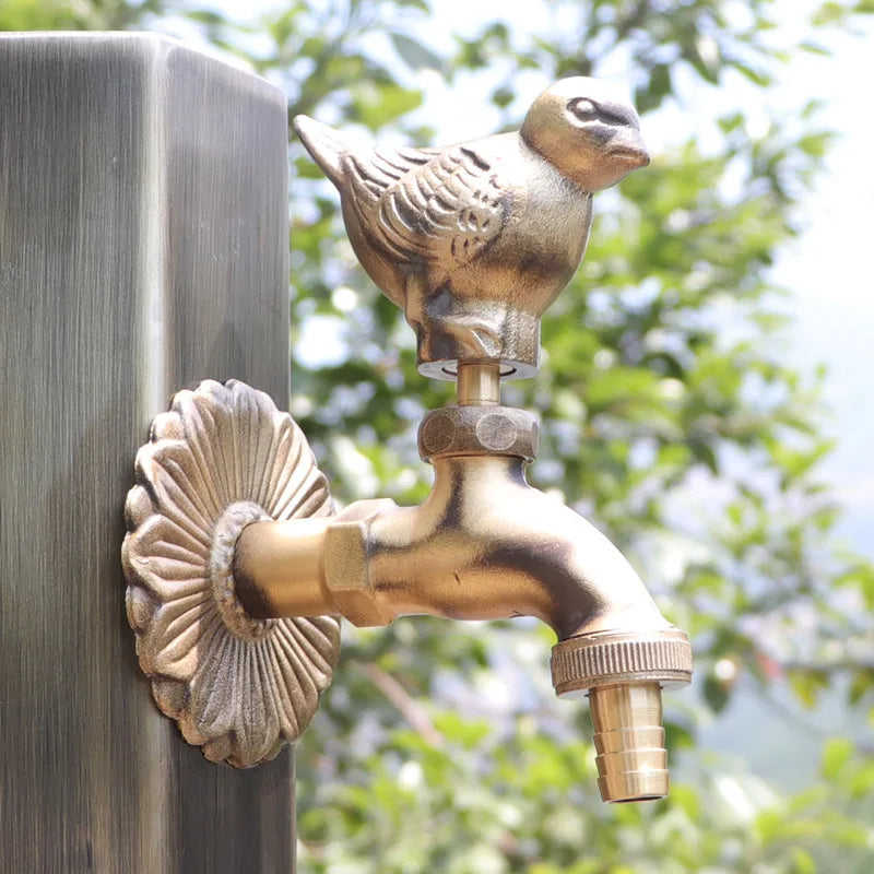 Torneira de jardim para banheiro, torneira antiga de latão para jardim de infância, montagem na parede, água fria de animal