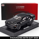 Carro de brinquedo Dodge Challenger em metal fundido, Hellcat Modelo, Pull Back, Som e Luz, Escala 1:32