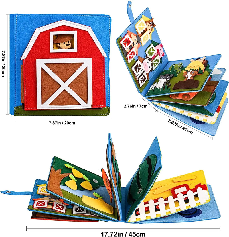 Crianças, brinquedos ocupado placa fazenda animal cena storytelling atividade brinquedo livro silencioso atividade de feltro educacional brinquedo sensorial