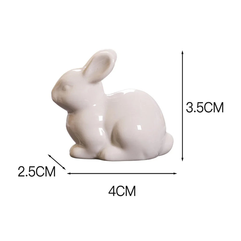 Miniatura de Coelho em Cerâmica – Decoração Encantadora para Casa, Presente de Páscoa e Artesanato