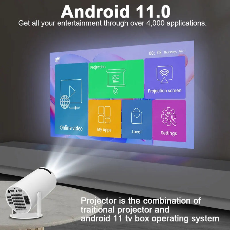 Magcubic-Projetor HY300 PRO 4K Android 11, WiFi duplo 6, 260ANSI, Allwinner H713, BT5.0, 1080P, 1280x720P, Cinema em casa ou ao ar livre