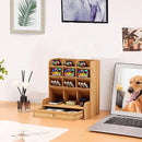 Organizador de mesa de madeira multi-funcional  caneta titular caixa de armazenamento desktop rack de armazenamento estacionário para escritório em casa e escola