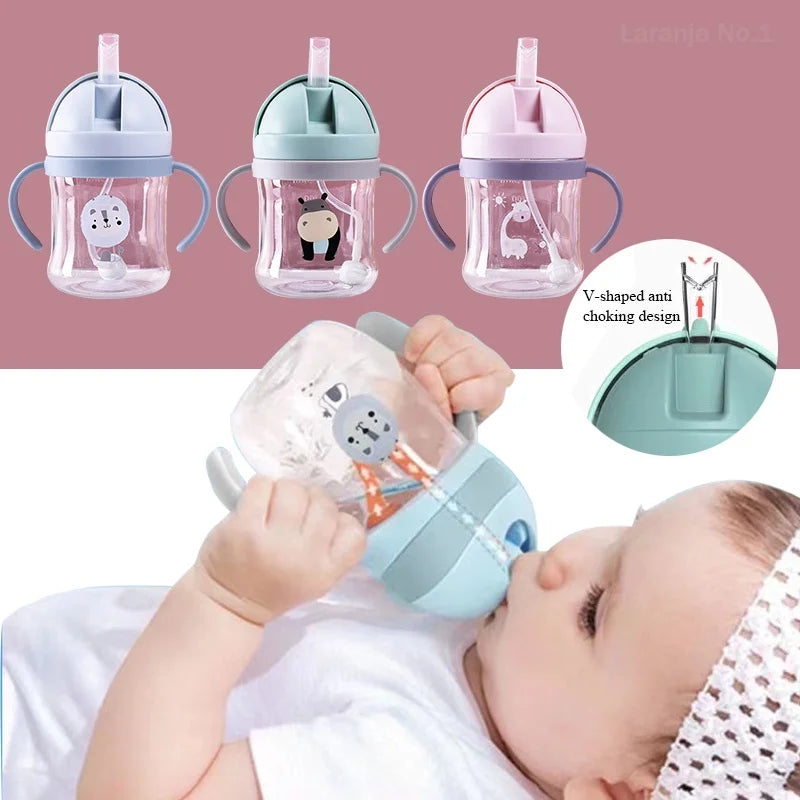 Copo de Treino Animal Infantil, Garrafa Bonita dos Desenhos Animados, Sem Vazamento, Bebê, 250ml