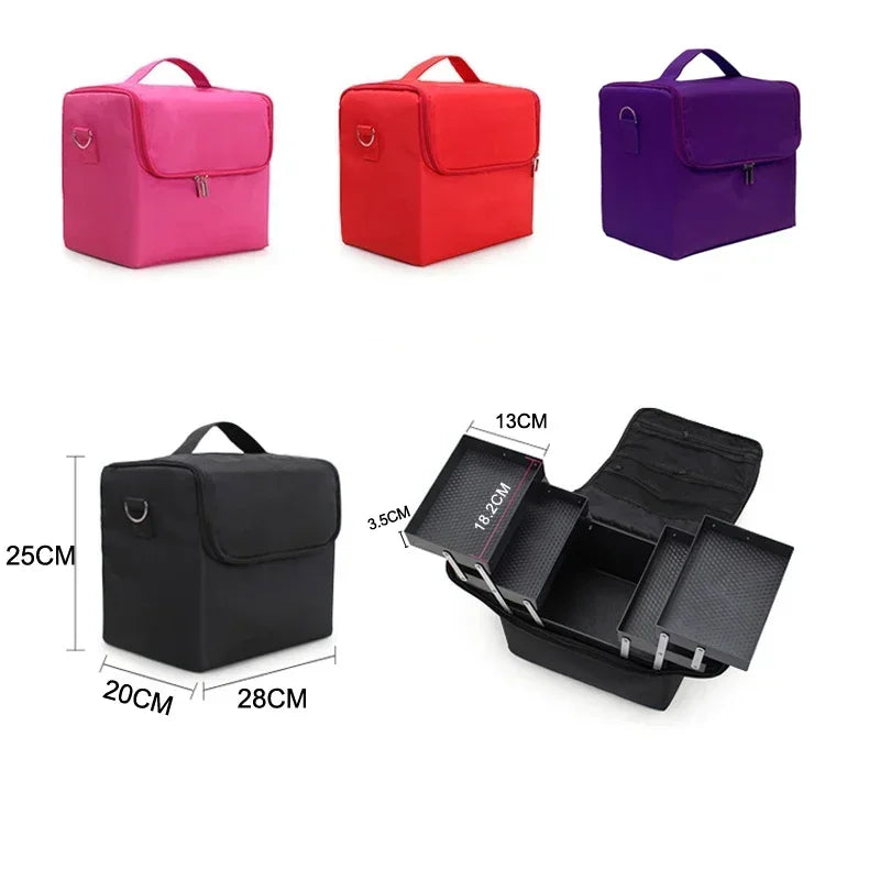 Bolsa de Maquiagem, Grande Capacidade, Kit de Ferramentas Multicamadas, Estojo de Armazenamento de Cosméticos, Bolsa de Higiene Pessoal, Novo