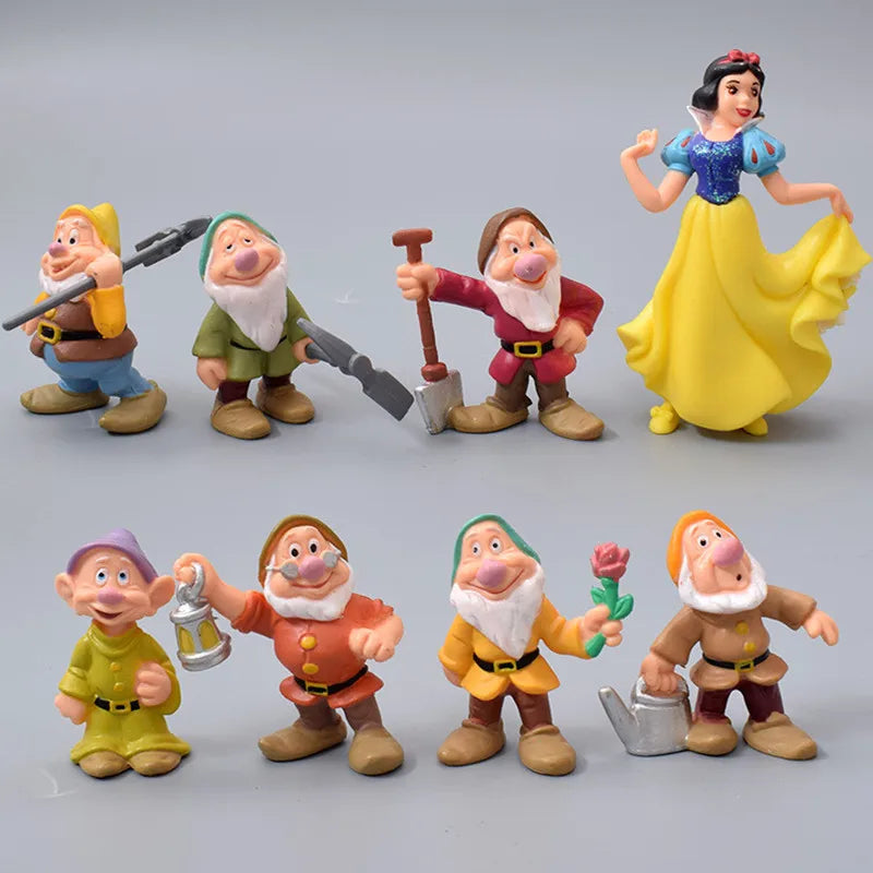 Branca de Neve e os Sete Anões para Crianças, Princesa da Neve, Coleção Bonecas, Brinquedos para Meninas, 8 peças por conjunto