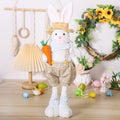 Coelho Decorativo de Páscoa – Pernas Retráteis, Estilo Cartoon, Casal de Coelhinhos com Roupas
