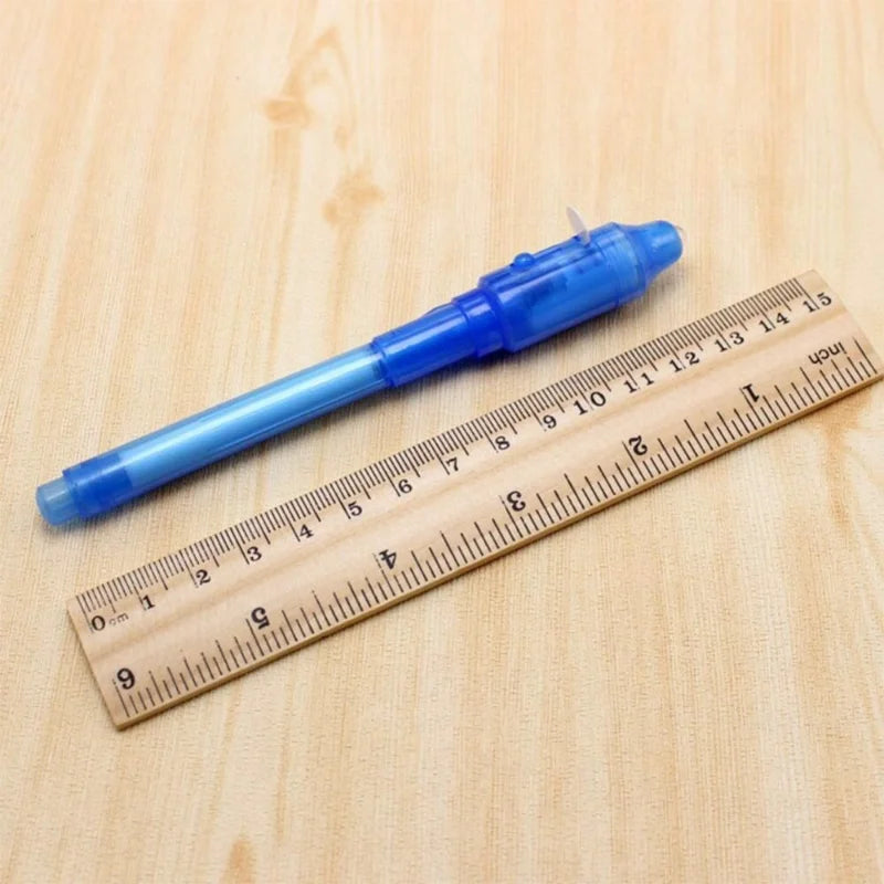 Conjunto com 4 Canetas Luminosas - Caneta Mágica Roxa 2 em 1 com Luz UV e Tinta Invisível, Brinquedo Educativo para Crianças, Ideal para Aprender e Desenhar