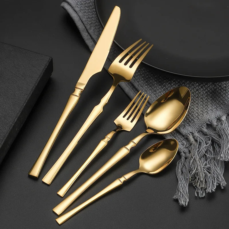 Talheres de aço inoxidável, faca e garfo, colher de sobremesa, almoço e jantar, restaurante ou cozinha, 30pcs