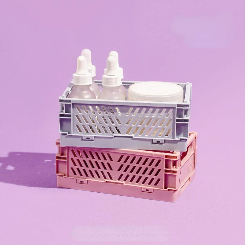Caixa de armazenamento dobrável de plástico, organizador portátil, ideal para maquiagem, joias e brinquedos