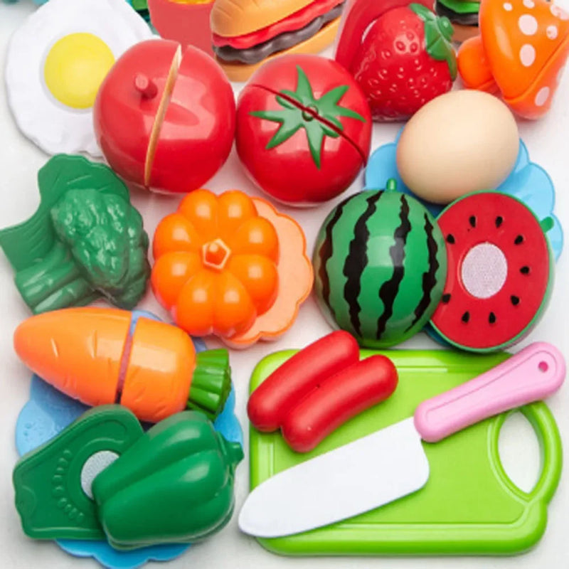 Conjunto de frutas e legumes para crianças, brinquedos de cozinha para meninos e meninas, presentes de Natal