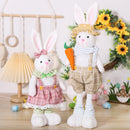 Coelho Decorativo de Páscoa – Pernas Retráteis, Estilo Cartoon, Casal de Coelhinhos com Roupas