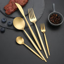 Louça de aço inoxidável, preto, dourado, faca, garfo de frutas, colher, talheres, utensílios de cozinha, 30pcs