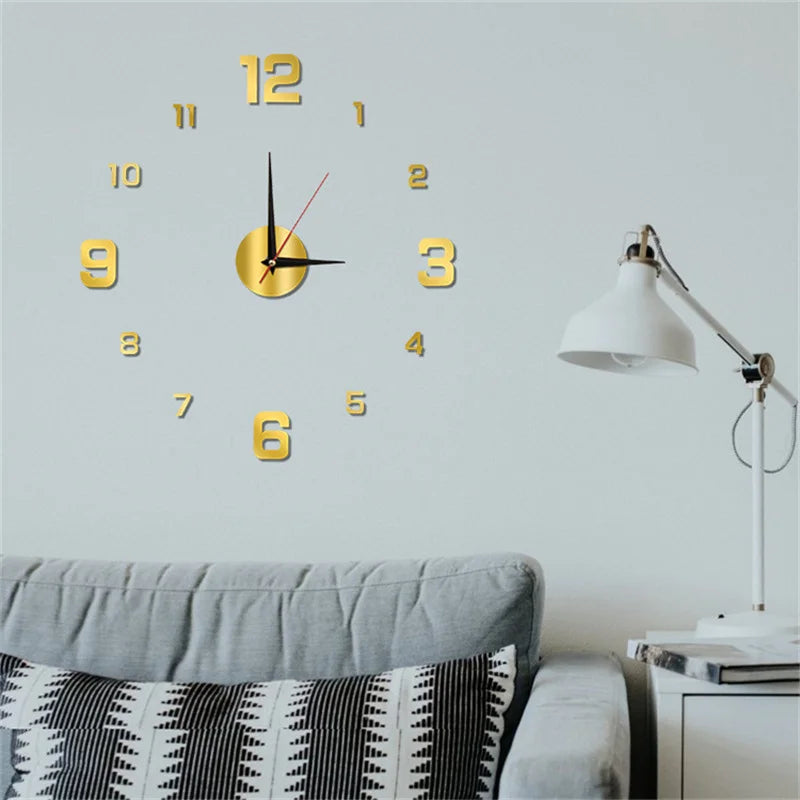 Relógio de parede Moderno, Sem Moldura, Relógio DIY, Espelho Adesivo, Casa, Escritório, Hotel, Restaurante, Decoração Escolar, 40cm, 16"