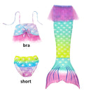 Conjunto de 3 Peças de Fantasia de Sereia para Meninas - Maiô Infantil para Festa na Piscina e Cosplay (4 a 13 anos)