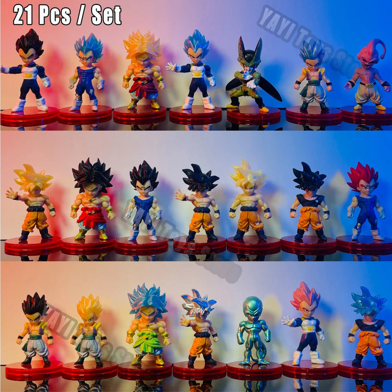 Dragon Ball Z Super Saiyan Son Goku Anime Figura Son Gohan Vegeta Broly Piccolo Majin Buu Conjunto Estatueta de Ação Modelo Presentes Brinquedo