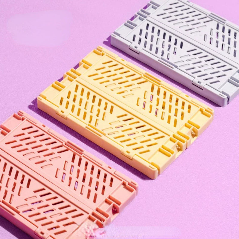 Caixa de armazenamento dobrável de plástico, organizador portátil, ideal para maquiagem, joias e brinquedos