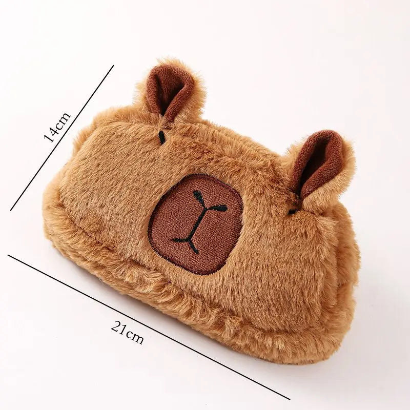 Estojo de Pelúcia em Formato de Capivara – Bolsa Kawaii Multifuncional com Grande Capacidade