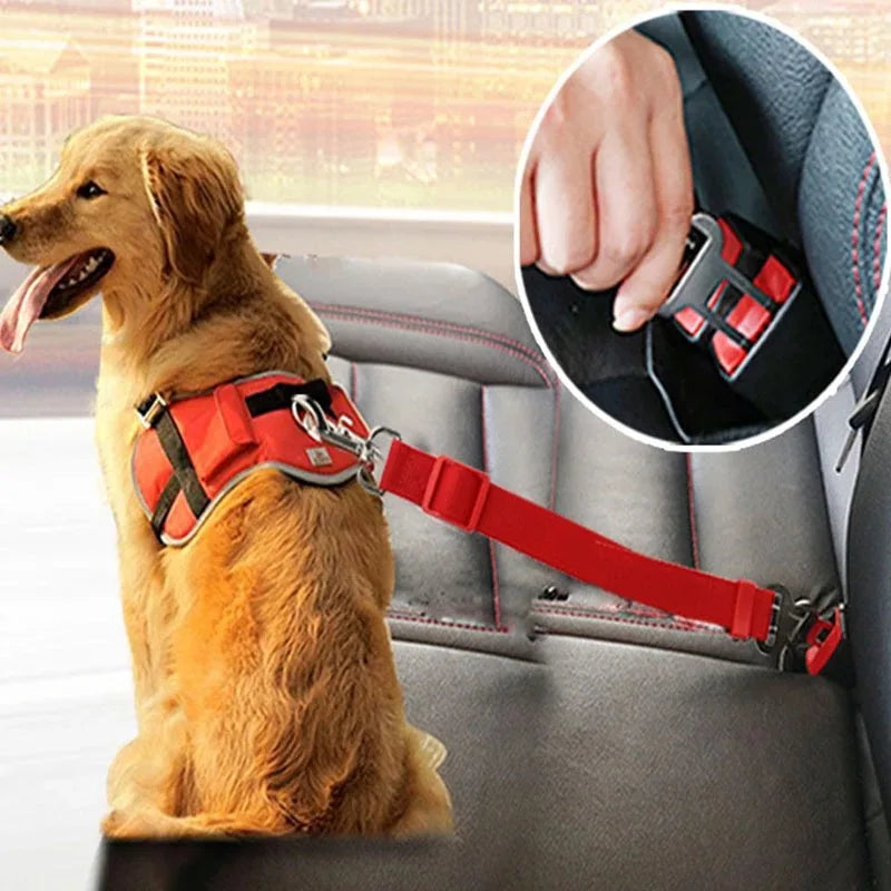Cinto de segurança ajustável para pet, clipe de chumbo, alavanca de segurança, coleiras de tração, acessórios para cães