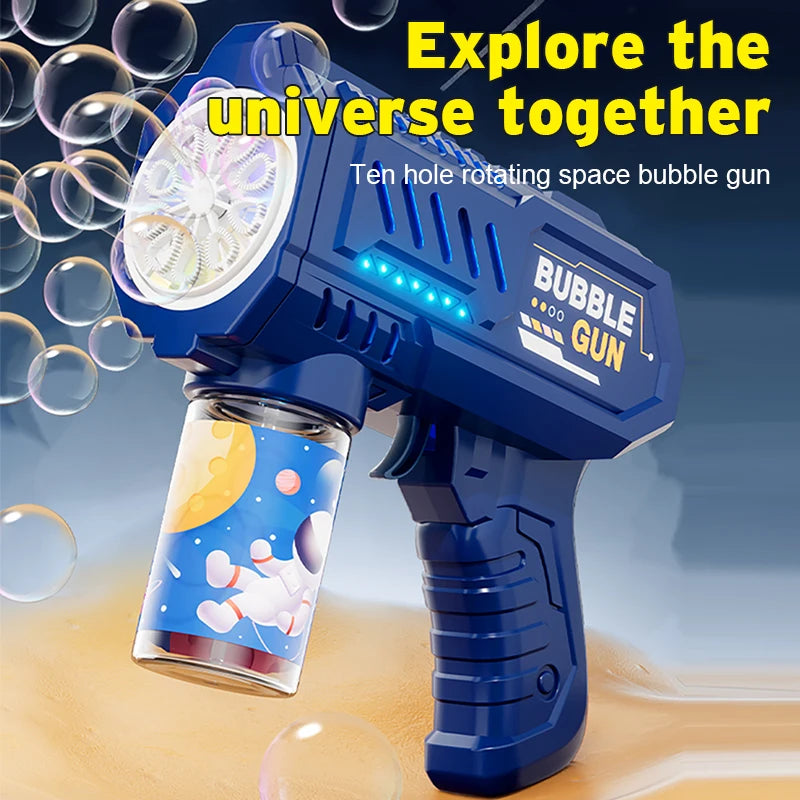 Máquina de bolhas para crianças totalmente automática, brinquedo luminoso, arma de bolhas, bastão de bolhas, sem bateria, sem bolha de água